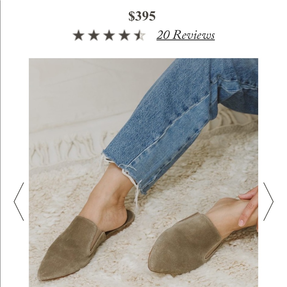 Jenni Kayne nude leather flats suede mule shoes 36.5